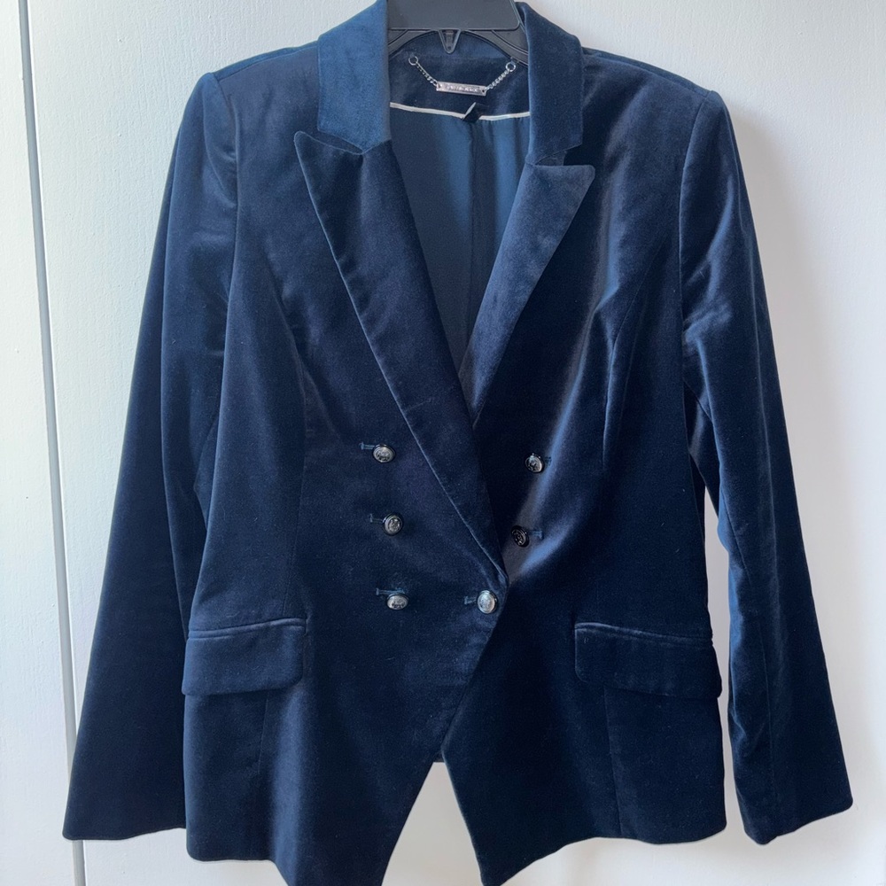 White House Black Market Navy Velvet Blazer